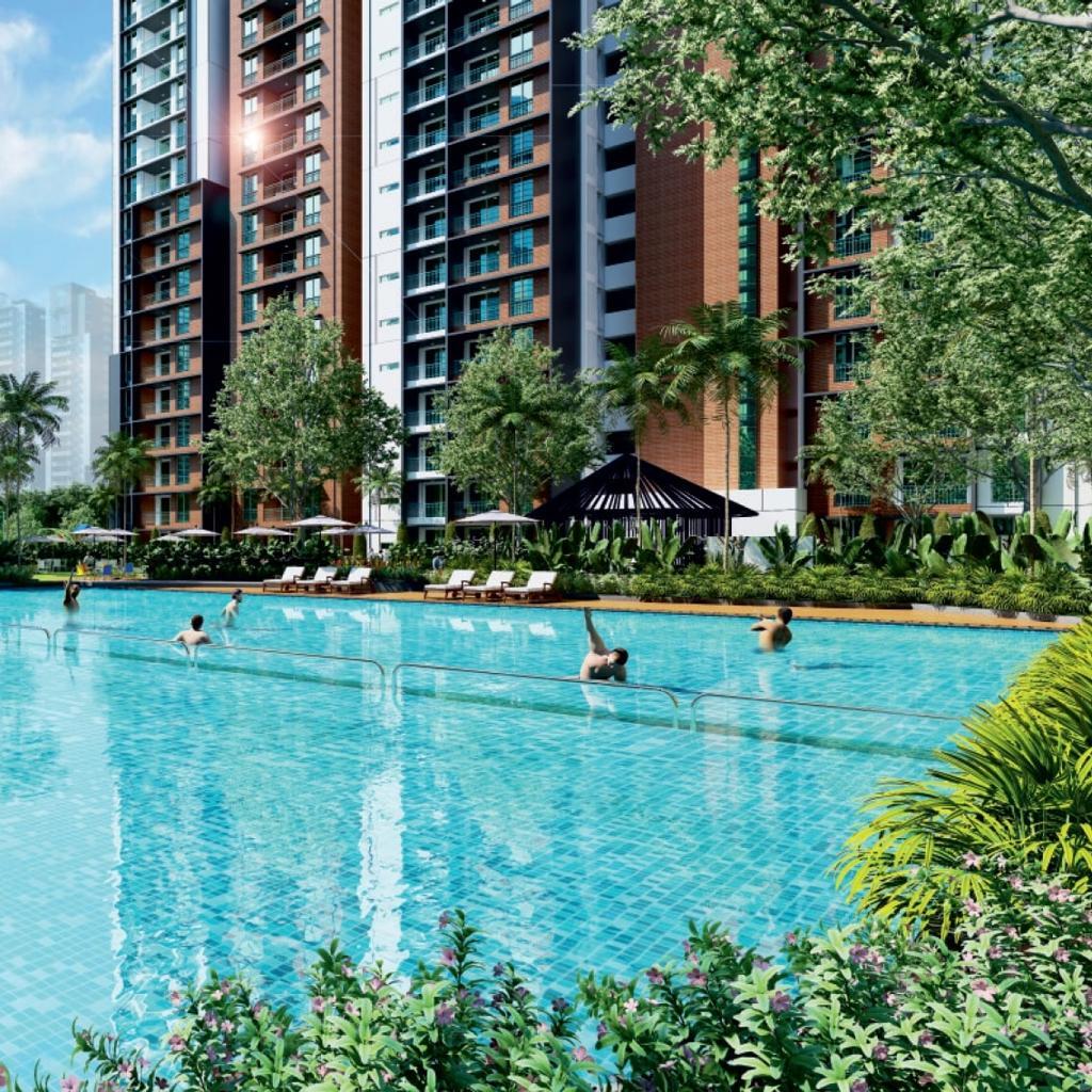 Brigade WTC Devanahalli swimming pool and landscaped amenities